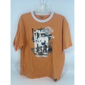 Easyriders XL Orange Ringer‎ T-Shirt Motorcycle Live to Ride Graphic Tee